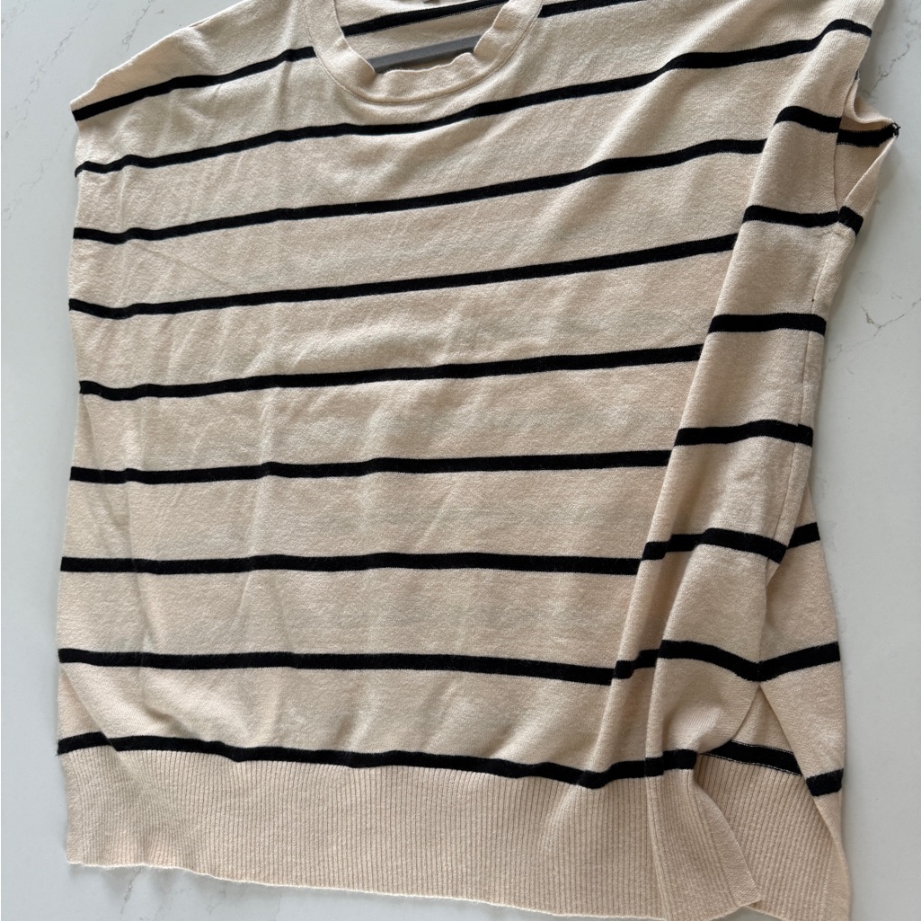 Baltic Born Striped Knit Top In Beige And Black